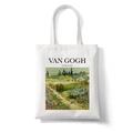 White canvas tote bag featuring Van Gogh Garden at Arles painting art print - Garden at Arles Style B (STD1868-S)