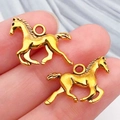 Pendentif cheval doré en métal pour création de bijoux DIY, lot de deux - Cheval de l'Ouest (19251) / 15x20mm