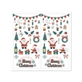 Rectangle Merry Christmas stickers set featuring Santa, snowman, and holiday icons - Style 8