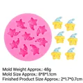 Stampo in silicone rosa con 8 graziose stelle con cappello ed esempi di finitura - 7# Rosa B1124