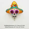 Colorful Day of the Dead skeleton skull foil balloon with Mexican sombrero for party decor - Skeleton with Hat
