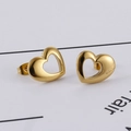 Minimalistische vergoldete Edelstahl-Ohrstecker in hohler Herzform mit Glanz-Finish - Gold (KE66688-Z)