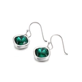 Square green zircon earrings set in polished silver steel for a modern jewelry style - Green (KE82683-GC)