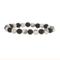 Natural 8mm lava rock and white turquoise beaded elastic bracelet for men and women - White Turquoise & Lava Stone Magnetic Bracelet