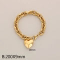 Goldenes Titanstahl-Armband mit 18mm Herzanhänger und elegantem OT-Knebelverschluss - Goldenes Herzanhänger-Armband (KB184611-Z)