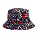 Summer bucket hat with vibrant colorful geometric patterns and classic panama style - M (56-58cm) / Colorful Geometric Pattern (M206—1)