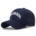Classic navy cotton baseball cap with white Colorado embroidery in a soft top design - Adjustable / Normal Quality (Polyester Cotton) / Navy Blue