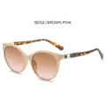 Schicke Damen Sonnenbrille mit beigem Rahmen, teerosa Verlaufsgläsern und Schildpatt Bügeln - Beiger Rahmen Braun-Rosa Gläser