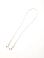 Detailed view of premium white leather phone strap with silver metal ring buckles - White