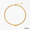 Collana con perline in acciaio inossidabile dorato con ciondolo a cuore 3D su bianco - Collana di perle a cuore-Oro (KDD588)