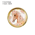 Piatto di carta da 7 pollici tema cavallo cowboy con rose e bordo dorato - Piatti da 7 pollici (10 PZ)
