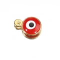 Einzelner roter Emaille-Böse-Blick-Anhänger mit goldenem Edelstahlrahmen für DIY-Schmuck - Rot-Gold