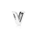 Polished silver alloy bead with V-letter shape for DIY jewelry making and bracelets - Letter V / Silver