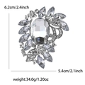 Elegant floral crystal brooch with clear stones in a silver setting for formal wear - Silver