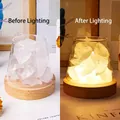 400g Stone + 10cm Warm Light USB Base White Crystal