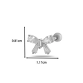 Silver bow knot cartilage stud earring with clear cubic zirconia in 0.81cm by 1.17cm size - Silver #10