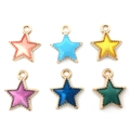Pendentifs étoiles en émail en 6 couleurs avec bords dorés pour bijoux DIY - Étoile 13x15mm