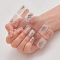 Pink marble and geometric 3D laser gold nail stickers with glitter accents - Pink Nude Marble Geometric Glitter Style (DQ3-093)