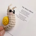 Handmade crochet worry worm snail plush in cream and yellow with a healing poem card - Small Snail