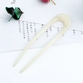 Minimalist U-shaped cream white hair pin in smooth acetate for casual bun hairstyles - Ivory White