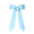 Light blue double layer bow hair clip with long ribbons on plain white background - Sky Blue
