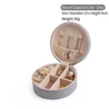 Gray velvet round jewelry box organizer with 10cm diameter for rings and necklaces - Round Zipper Style / Gray