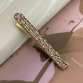 Sparkling smoke grey rhinestone hair clip with a gold finish elegant alligator base - Grey (Bead Chain Style)