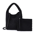 Ensemble de sacs à main noirs tissés à la main avec bandoulière en chaîne - Noir