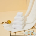 White square paper jewelry gift boxes in four sizes stacked for elegant packaging - 8x8x3.5cm With Sponge / White