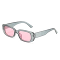 Retro rectangle sunglasses with translucent grey frame and light pink tinted lenses - Grey Frame / Pink Lens