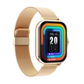 Golden Y13 smartwatch with Milanese metal strap and 1.83 inch touch screen from side view - Metal Milanese Band / Gold