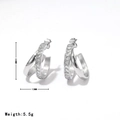 Orecchini a cerchio doppi argentati con zirconi e dimensioni 24mm per 13mm - 24mm x 13mm / Argento