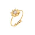 Adjustable 18K gold plated sun ring featuring a round white cat eye stone center - Adjustable Open / White Cat Eye