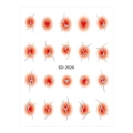 Detail of SD-2026 nail stickers featuring Y2K red gradient and silver tribal patterns - Red Blush Silver Stamping Gradient (SD-2026)