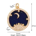 21mm North Star charm with blue enamel and sparkling zircons in copper gold plating - K325768-Gold Lazurite Star Moon Round