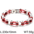 Men's titanium steel motorcycle chain bracelet in silver and red with black stones - 23cm Silver & Red Style (KB75594-BD)