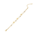 Double-layered gold stainless steel bracelet with floral charms and crystals on white backdrop - Flower Style (2#)