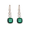 Elegantes pendientes dorados con piedras verde esmeralda y cristales blancos - Estilo Esmeralda Cuadrado (C)