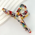 Large acetate hair claw clip featuring a colorful mosaic pattern and secure spring - S137-12 Colorful Mosaic