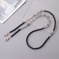 DIY cross-body phone lanyard with black round beads and grey heart charms - K3099 Cool Black Heart Crossbody Chain Black