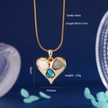 Gold-plated heart pendant necklace with iridescent shell inlay on a sleek snake chain - Gold