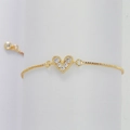 Bracciale a cuore dorato regolabile con intarsio in zircone e catena box per donna - Bianco