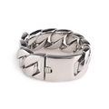 Heavy polished silver titanium steel Cuban chain bracelet with a secure box clasp - 20cm / Silver Polished