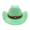 Chapeau de cowboy vert menthe en feutre avec bande tressée et perle turquoise - Taille unique / Vert Menthe (Corde Croisée)