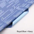 Waterproof bouquet wrapping paper in Royal Blue and Navy Blue with vintage text design - Korean Film English - Royal Blue + Navy Blue