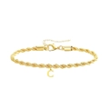 Bracciale a catena a corda dorata regolabile con ciondolo lettera C e chiusura a moschettone - Lettera C - Oro