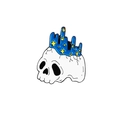 Artistic skull enamel pin featuring a blue deep space crown with yellow stars - Starry Crown Skull (CC342)