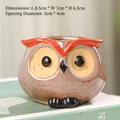 Ceramic owl succulent planter in coffee and beige with polished glaze finish, 8.5x7x6.3cm - Style 02