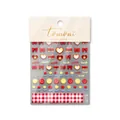 Self-adhesive 5D nail art stickers with red bows, hearts and knit texture patterns - Heart and Tulip Style (to2532)