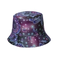 Women's sun hat bucket style with purple and blue psychedelic mandala floral patterns - Mandala Print (C)